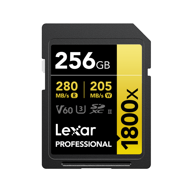 Lexar 256GB Professional Card 280MBs/205 1800x UHS-II SDXC GOLD
