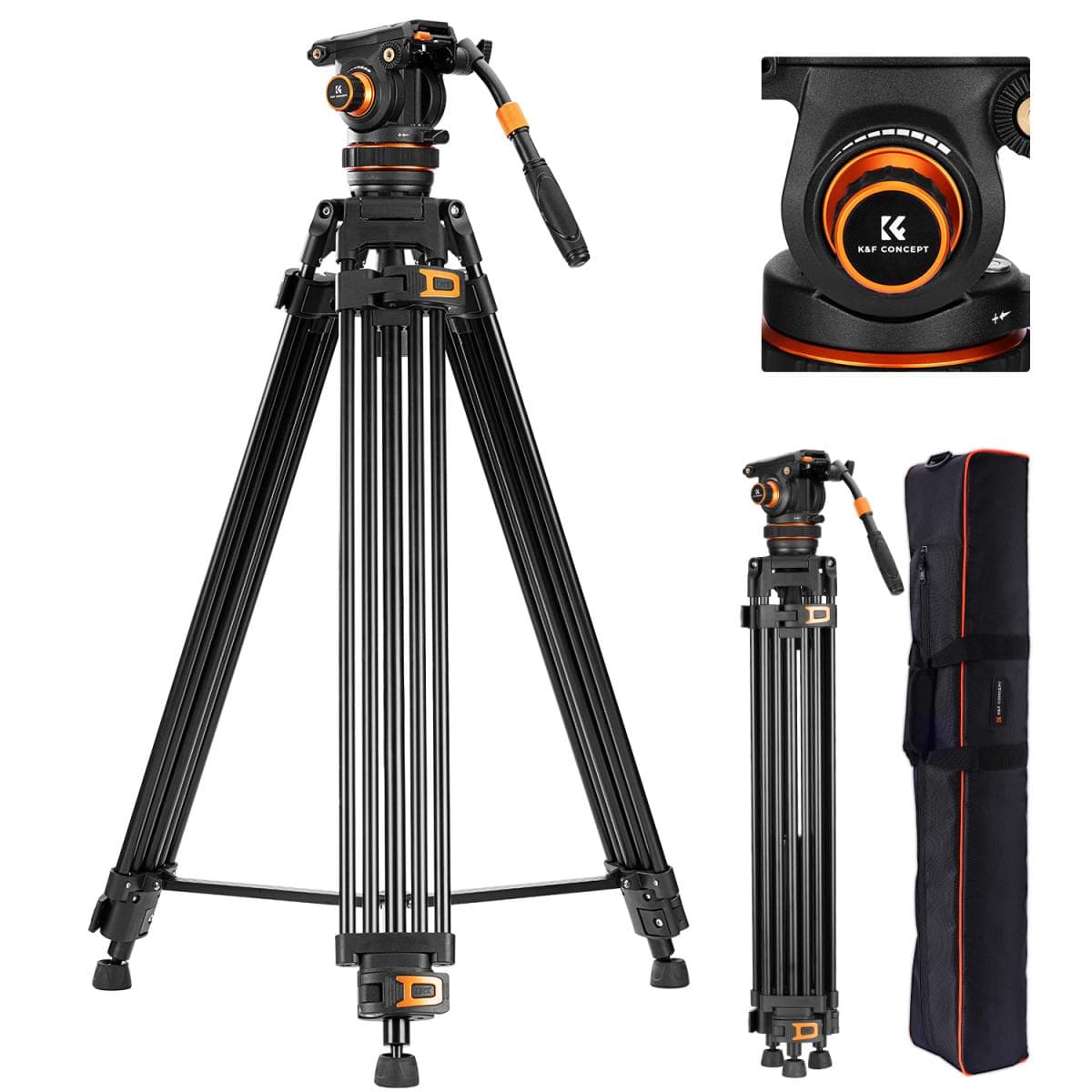 K&F Fluid Head Camera Tripod VA3+BV60