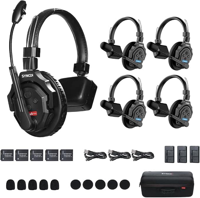 Synco X-Talk X5 Wireless Intercom System with 5 Single-Ear Headsets (2.4 GHz)