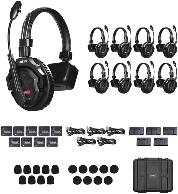 Synco X-Talk X9 Wireless Intercom System with 9 Single-Ear Headsets (2.4 GHz)