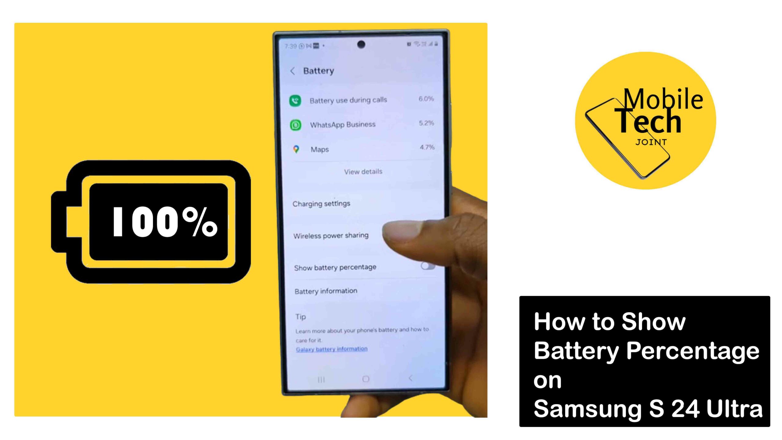 How to Show Battery Percentage on Samsung S22 Ultra