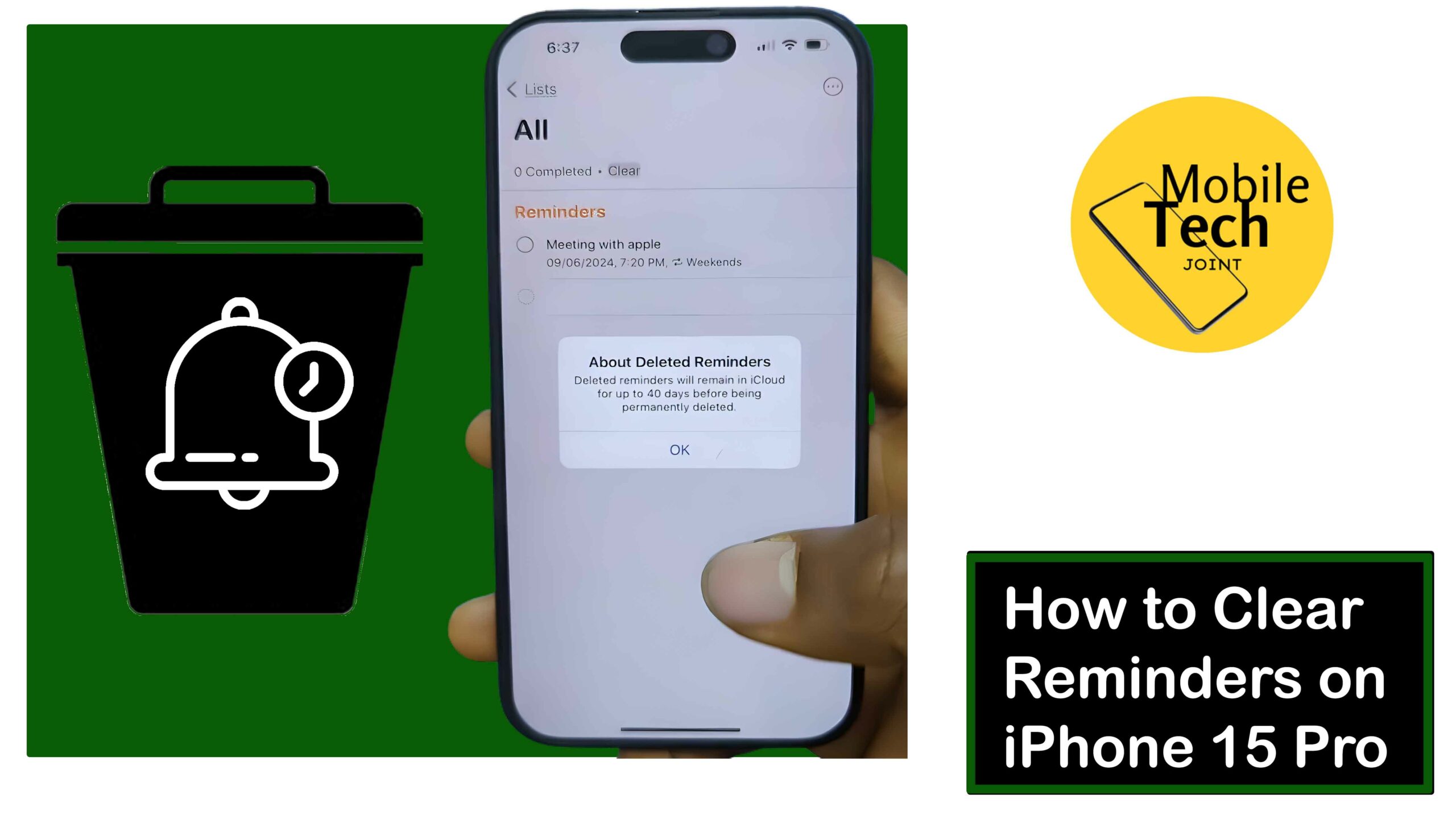 Clear Reminders on iPhone 15 Pro
