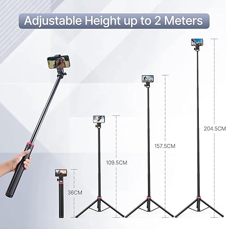 Ulanzi MT-79 light stand fully extended to 2 meters with a portable LED video light attached