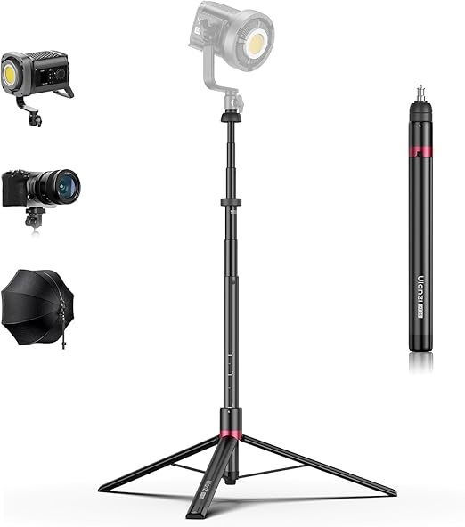 Ulanzi AT-05 2m light stand holding a professional LED video light in a studio setting