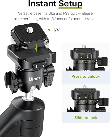 The TT38 tripod fully extended with a mirrorless camera mounted, set against a scenic outdoor background