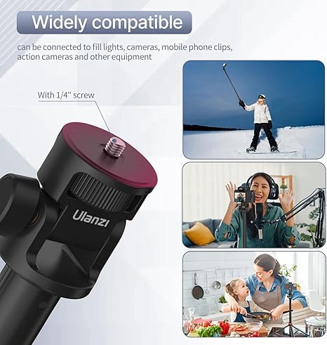 Ulanzi MT-79 light stand fully extended to 2 meters with a portable LED video light attached
