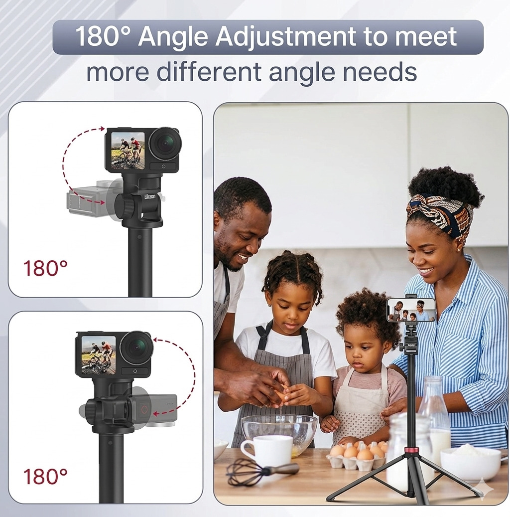 Ulanzi MT-79 light stand fully extended to 2 meters with a portable LED video light attached