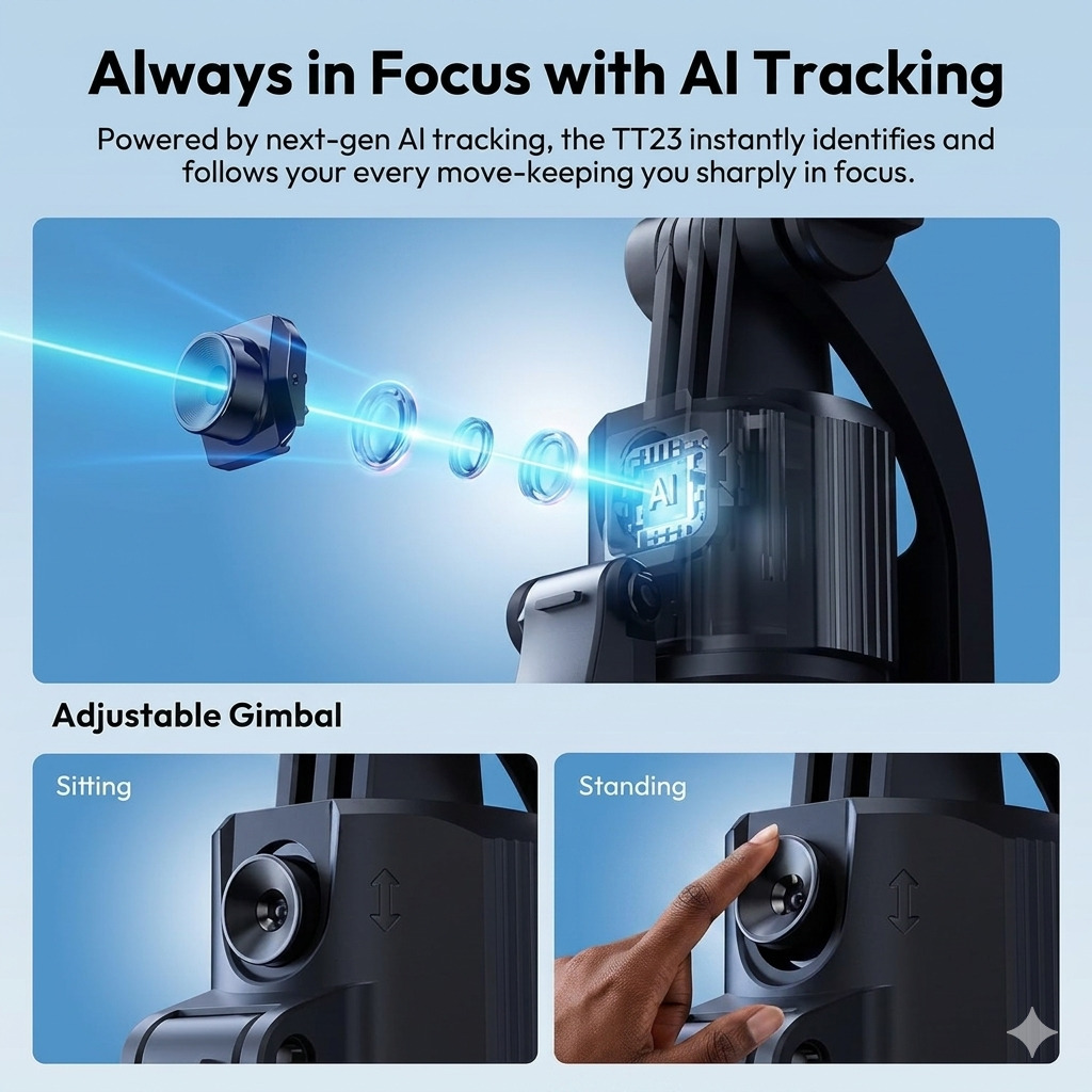 Ulanzi TT23 auto tracking tripod following a creator during a home workout session