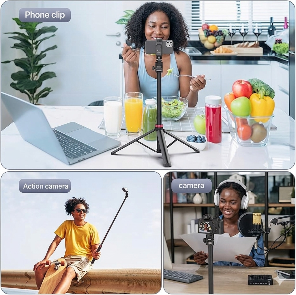 Ulanzi MT-79 light stand fully extended to 2 meters with a portable LED video light attached