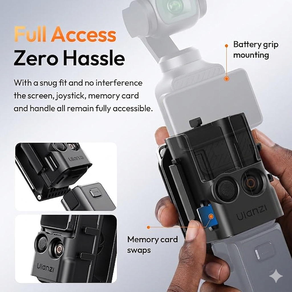 Black magnetic mount base for DJI Osmo Pocket 3 attached to a metal surface for vlogging.