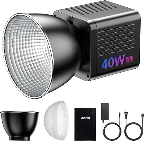 Ulanzi 40W RGB COB LED video light with modifier adapter for studio lighting