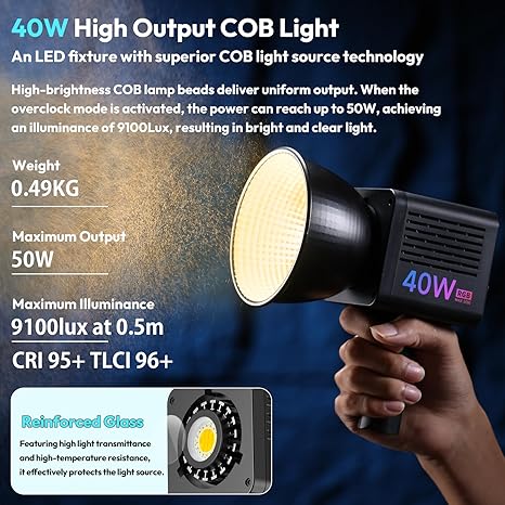 Ulanzi 40W RGB COB LED Video Light with Modifier Adapter - Image 3