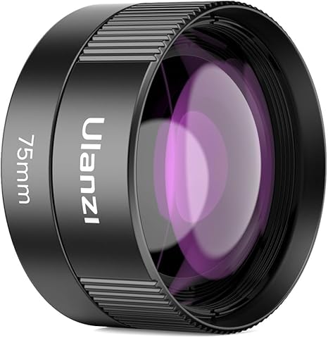 CL-003 75mm Macro smartphone camera lens showcasing its optical glass and mounting bracket.
