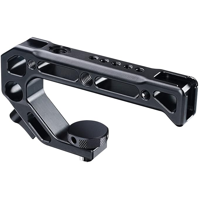 Matte black UURig R008 Arri Universal Camera Top Handle with ARRI locating pin interface and multiple cold shoe mounts