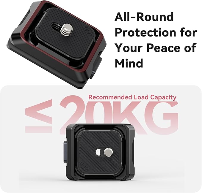 Matte black Ulanzi UKA01 Quick Release Plate and Base Kit showing the top plate separated from the base receiver.