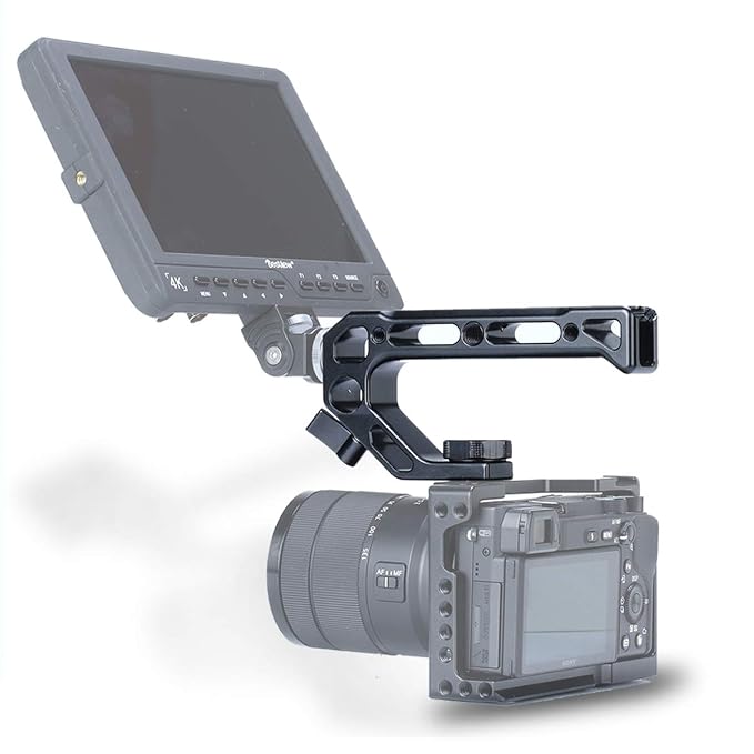 Matte black UURig R008 Arri Universal Camera Top Handle with ARRI locating pin interface and multiple cold shoe mounts
