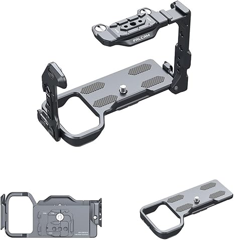 Space grey Falcam Cage for Sony FX30 camera body showing F22 and F38 quick release interfaces.