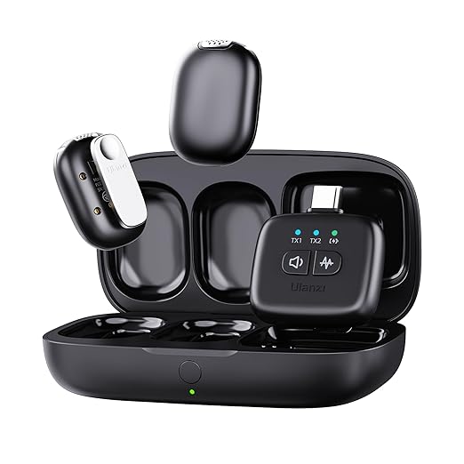 Matte black Ulanzi A30 Wireless Microphone button transmitter displaying the rear magnetic mounting plate interface
