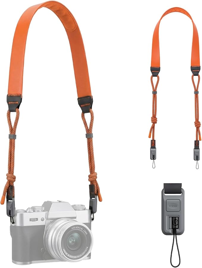 Black Ulanzi CSS2 U-Snap Camera Shoulder Strap with quick release anchor loops on a white background