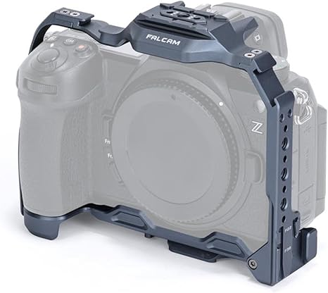 Space grey Falcam Cage for Nikon Z6 III camera showing integrated F22, F38, and F50 quick release interfaces.