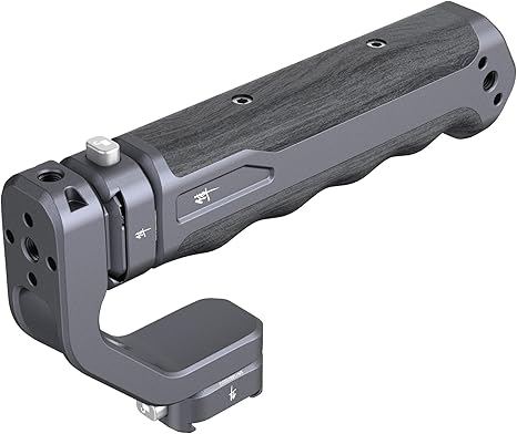 Space gray Ulanzi Falcam F22 Portable Top Hand Grip with built-in quick release base and Micarta composite paneling