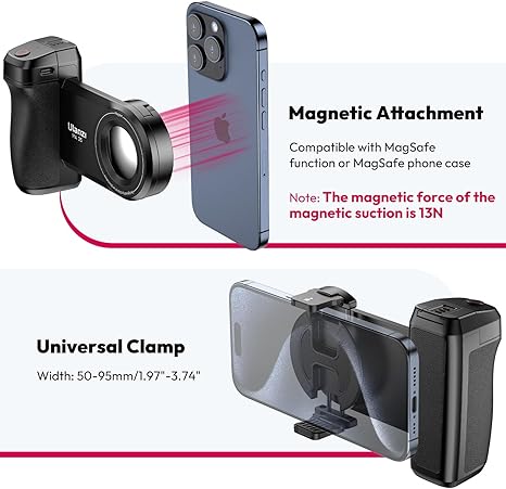 Ulanzi MA35 MagSafe Magnetic Smartphone Camera Handle Grip with Detachable Bluetooth Shutter Remote & Accessory Cold Shoe - Image 3