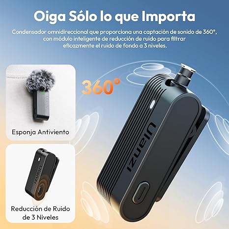Close up view of the miniature Ulanzi A100 Wireless Microphone attached neatly to a shirt collar using the magnetic mount disk.