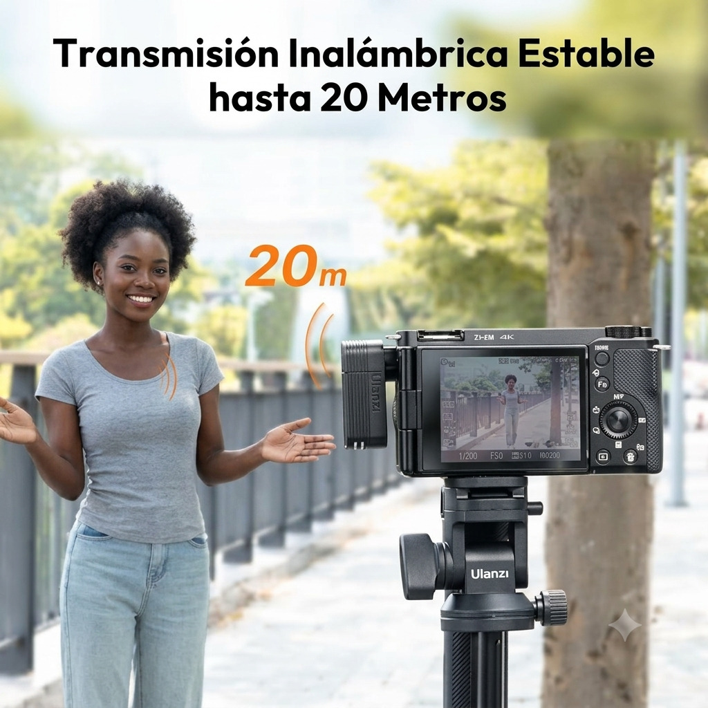 Close up view of the miniature Ulanzi A100 Wireless Microphone attached neatly to a shirt collar using the magnetic mount disk.