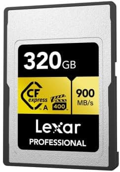Lexar 320GB CFexpress Type A Nigeria memory card set up for high-speed video recording in Lagos