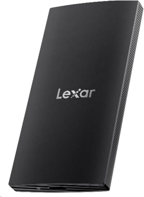 Lexar SL300 1TB USB 3.2 Gen 2 Portable SSD in black showing compact design