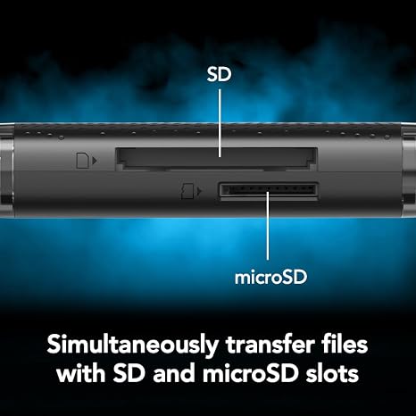 Lexar Dual Slot USB-A/C RW310 Card Reader showing dual USB-A and USB-C connectors