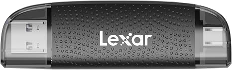 Lexar Dual Slot USB-A/C RW310 Card Reader showing dual USB-A and USB-C connectors
