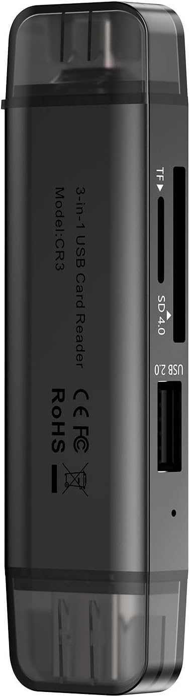 Ulanzi CR3 3-in-1 USB Card Reader High-Speed OTG Memory Reader for SD and MicroSD cards.