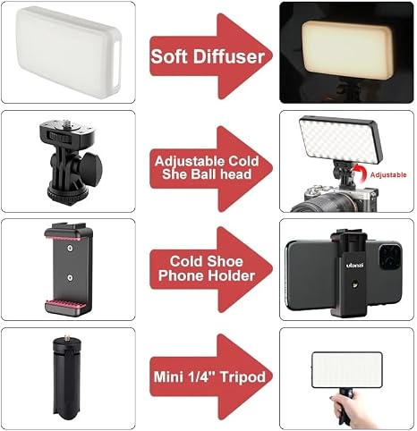 Ulanzi VL200 Bi-Color LED Light panel mounted on a camera hot shoe with soft diffuser attached.