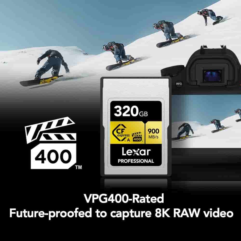 Lexar 320GB CFexpress Type A Nigeria memory card set up for high-speed video recording in Lagos