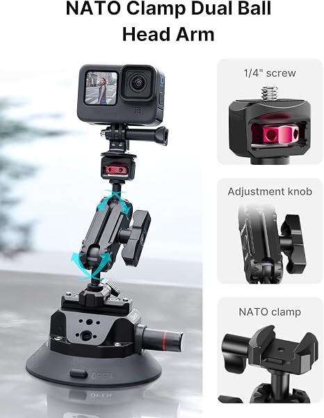 Ulanzi SC-02 Suction Cup Mount 4.5 inch camera holder with vacuum pump plunger.