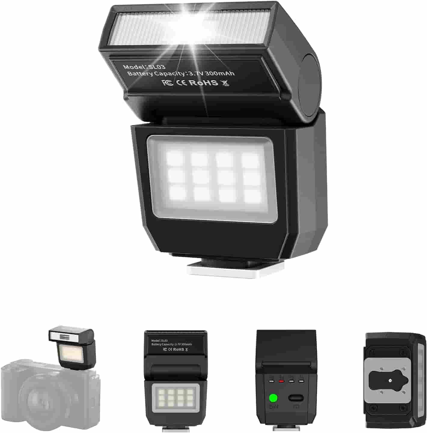 Ulanzi SL03 Spark Lite Camera Flash Black mounted on mirrorless camera in Nigeria