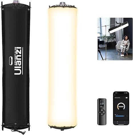 Ulanzi AL120 120W Inflatable LED Light fully expanded casting broad soft white key light.