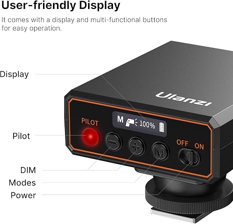 Ulanzi F12 Mini Camera Speedlight mounted on mirrorless camera hot shoe.