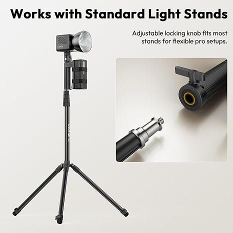 Ulanzi LA06 Light Handle Grip with Powerbank Plate holding a COB video light for outdoor filming in Lagos Nigeria