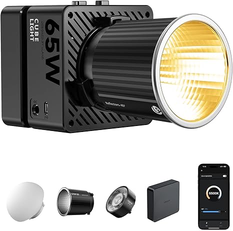 Ulanzi EC-65 Cube Light mini portable LED light mounted on a compact camera rig.