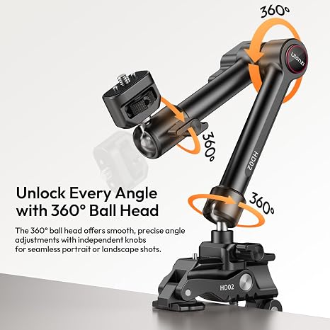 Ulanzi HD02 10 inches Magic Arm extension arm with dual 360 ball heads for camera rigs.