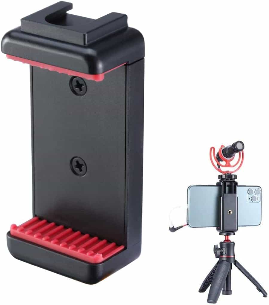 Ulanzi ST-07 Phone Tripod Mount with Cold Shoe Mount holding a smartphone in Lagos Nigeria