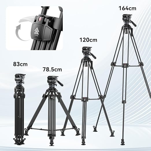 Ulanzi Fast Video Aluminum Alloy Heavy-Duty Tripod (T048 / T019) with Fluid Head - Image 3