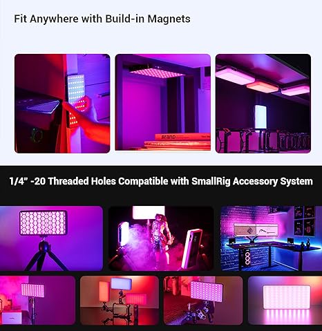 M160 RGB panel light displaying full color spectrum output with OLED screen