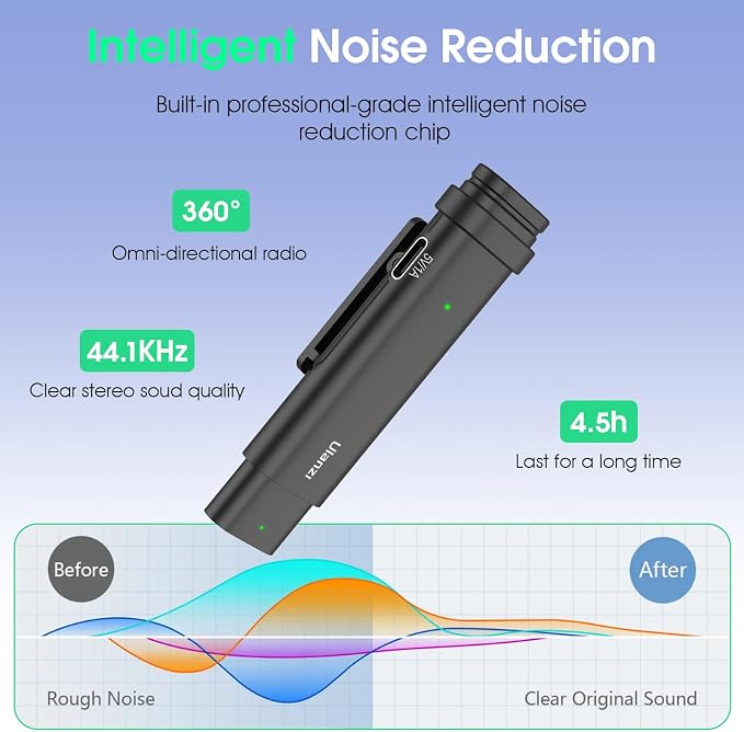 Ulanzi WM-10 Type C / iPhone Wireless Mic Clip-On Lavalier Microphone for Content Creators - Image 5
