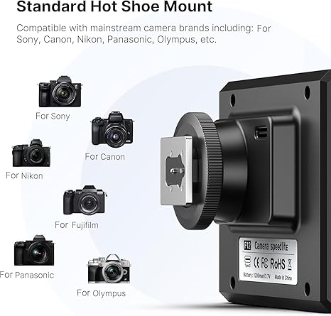 Ulanzi F12 Mini Camera Speedlight mounted on mirrorless camera hot shoe.