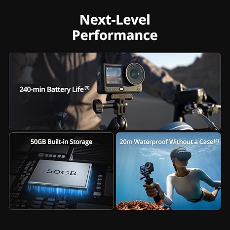 DJI Osmo Action 6 Adventure Combo action camera with 3 batteries, battery case, and extension rod