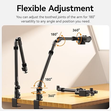 Ulanzi ZJ02 C-Clip Folding Bracket desk mount arm for cameras and lights.