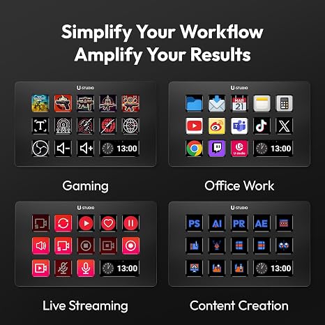 Ulanzi D200 Customized Screen visual stream controller deck with LCD keys and rotary dials.